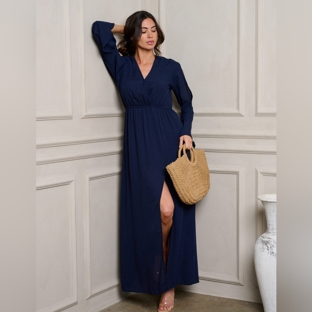 NWT, Navy Floral Maxi dress. Wedding Guest Dress Size L